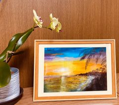 绘画「南国の夕烧け」アクリル絵/新品額縁 绘画「南国の夕烧け」アクリル絵/新品額縁 - メルカリ