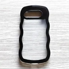 Google Pixel 9a ハードケース ストラップホール ウエーブ かわいい ブラック 管理251-15