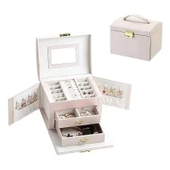 ジュエリーボックス アクセサリー収納ケース ー おしゃれ 大容量 宝石箱 鍵付き 着脱式の仕切り付き 持ち運び 小物入れ ピアス ネックレス 指輪 イヤリング 母の日 クリスマス 結婚式 記念日 誕生日 プレゼント用