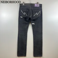 NEIBORHOOD 00s 2002 archive SAVAGE H2 NARROW denim pants XS ネイバーフッド アーカイブサベージデニム 初期 ダメージ加工 裏原 FRAGMENTのサムネイル