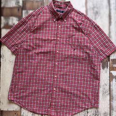 Nautica 半袖チェックシャツ レッド　XL メンズ