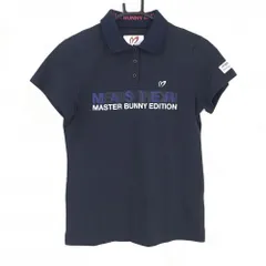 ★特価★マスターバニー 半袖ポロシャツ ダークネイビー×白 襟裏ピンク ロゴプリント  レディース 1(M) ゴルフウェア MASTER BUNNY EDITION