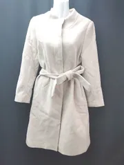 ◇ ◎ UNITED ARROWS LTD. フロントボタン ノーカラー 綺麗め シンプル 長袖 コート サイズ36 ベージュ レディース E  【1308290067109】