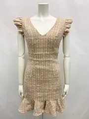 1466 JEWELS ジュエルズ　キャバクラ　ドレス　ツイード　フリル　タイト　ミニ　キャバドレス　S