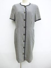 Burberrys バーバリーズ 千鳥格子 半袖 ワンピース ダークネイビー×アイボリー 11AR 着丈約96.5cm L003-0524-4