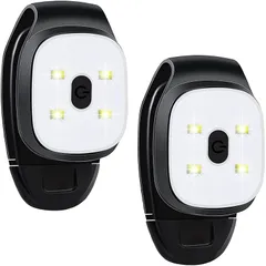 ランニングライト 2個入 LEDクリップライト USB 充電式 3種類の照明モード 夜間照明 発光 軽量 ランニングウォーキングライト ジョギング ハイキング キャンプ 犬の散歩に (2個入) 1