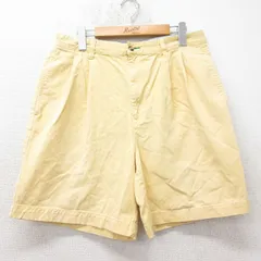 W33/古着 トミーヒルフィガー ブランド ショート パンツ ショーツ メンズ 90s ワンポイントロゴ コットン 黄 イエロー 25jul07 中古 ボトム