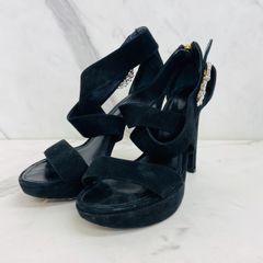 23774✨グッチ ブラックサテン クリスタル装飾 アンクルストラップ