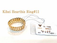 ☆新品♪日本製♪☆K18YG 喜平ハートビズ リング 6.6mm＃11☆K18YG 4.627g～ Heartbiz Design Ring☆Made in JAPAN☆