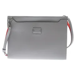CHRISTIAN LOUBOUTIN (クリスチャンルブタン) SKYPOUCH スカイポーチ レザー クラッチバッグ ショルダーバッグ グレー/レッド 1195056のサムネイル