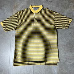 Tommy Hilfiger  ポロシャツ  L size  ボーダー  イエロー  黄色  トミーヒルフィガー 半袖  ネイビー  古着