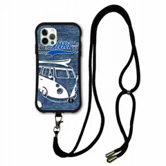 [iPhoneXR(テンアール)] iPhone12 / 12 Pro i-coronケーススマホショルダー付 アイフォン 15 Plus 15 Pro Max 14 13 11 スマホケース 肩掛け 斜め掛け 耐衝撃 デニム柄 バス サーフ かわいい