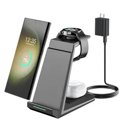 NANAMI 3in1 ワイヤレス充電器 (ギャラクシー専用) 急速充電 Galaxy Watch 充電器 Galaxy Z Flip/Foldシリーズ/S24/S23/S22/S21(Ultra) Galaxy Watch 6/5/5 Pro/4/3 G 0