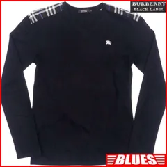 BURBERRY BLACK LABEL 廃盤 バーバリーブラックレーベル Tシャツ M ロンT カットソー 2 黒 ブラック Vネック シャツ_カットソーサイズM一覧←SEULB屋着古← TY3797