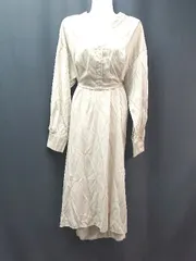 ◇ Lowy by CORNERS 無地 スリットネック スリット 薄手 長袖 ロング ワンピース サイズM ベージュ レディース E 【1309250031246】