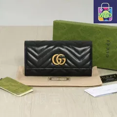 【今日特価】Gucci グッチ マーモントシリーズ ロング財布 刺繍レザー製でレトロ金色金属アクセサリーを備える