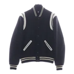 SAINT LAURENT PARIS (サンローランパリ) TEDDY JACKET テディジャケット レザートリムウールスタジアムジャンパー ブラック 354718 Y180Wのサムネイル