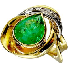 ★★最終特価品 11.5号 エメラルド 2.50ct ダイヤモンド リング・指輪 K18ゴールド 18金  10.1g レディース 【中古】【真子質店】【NN】