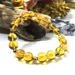 パワーストーン ブレスレット シトリン 天然石ブレス (ゴールドヘマタイト) 8mm レディース  ●