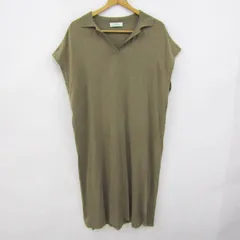 レリアン ニットワンピース トップス フレンチ袖 スキッパーカラー 大きいサイズ レディース 13+サイズ ブラウン Leilian 【中古】