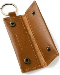 LINO PLANET 小銭入れ キーホルダー 革 メンズ 本革 レザー コインケース コンパクト 小さい財布 ミニマリスト( 3.ライトブラウン)