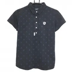 パーリーゲイツ 半袖ポロシャツ ダークネイビー ロゴ総柄 サッカー調生地 レディース 1(M) ゴルフウェア PEARLY GATES