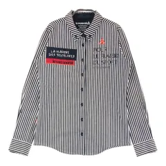 サイズ：L LE COQ GOLF ルコックゴルフ  長袖シャツ ボタンダウン ストライプ柄 ブラック系 [240101500599] ゴルフウェア レディース ストスト