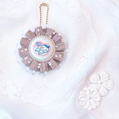 ハンドメイド　両面マタニティマーク　チュールロゼット　ローズグレイ　完成品
