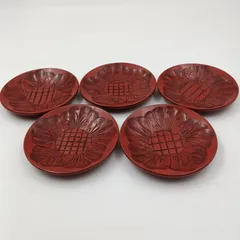 鎌倉彫 銘々皿　陽堂十三世 大石永輔 ５客セット　共箱付　和菓子漆器ナイフ ７本 2025年最新】鎌倉彫銘々皿の人気アイテム - メルカリ