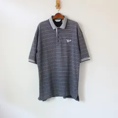 Reebok GOLF リーボック ポロシャツ マカオ製 チャコールグレー×白の細ボーダー柄 M 大きめ （w-2420703）