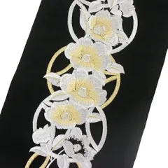 半衿 振袖 成人式 半襟 刺繍 黒地 白 椿 七宝 金糸 シルエリー Ｓｉｌｅｌｌｙ おしゃれ 半衿 フォーマル お洒落 振袖 和装 着 No.10-0135