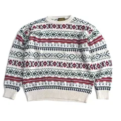 Eddie Bauer エディーバウアー 黒タグ 80s-90s ノルディックニットセーター USA製 長袖 サイズL ヴィンテージ メンズ