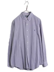 【お得なクーポン配布中!】 90s ラルフローレン ギンガム チェック 長袖 ボタンダウン シャツ メンズ L / オールド ポロ 長袖シャツ ワイシャツ ワンポイント ツートン