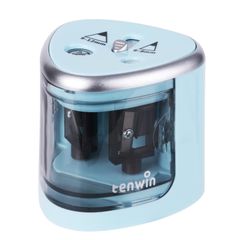 新品 Tenwin 電動鉛筆削り 電動シャープナー 人気 小型 コンパクト 軽量 コードレス 2穴タイプ6-12mm鉛筆適用 単三電池対応 太軸対応 6つの安全機能搭載 無駄削り防止 学習用 子ども 大人 入学祝い 誕生日プレゼント ブルー