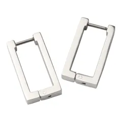 【特価商品】316L スクエア ステンレス 四角 ゴールド レディース フープピアス シルバー メンズ ブラック 金属アレルギー KYASYA]ピアス 対応 両耳用 [silver 2点セット 長方形