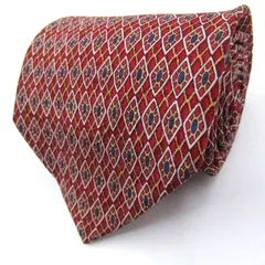 ヴァレンチノ ブランド ネクタイ ドット 格子柄 シルク イタリア製 メンズ ワインレッド Valentino 【中古】