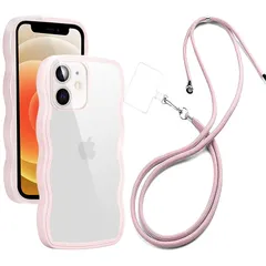 iPhone 12/12 Pro ケース クリア ショルダー 全面保護 人気 かわいい iPhone12/12pro カバー 透明 アイフォン 12/12 Pro スマホケース 薄型 軽量 首かけ 肩掛け 縄掛けケース ストラップ付き 長さ調整可能 落下防 1