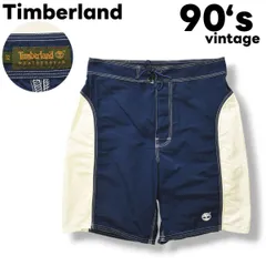 90sヴィンテージ Timberland ティンバーランド スイムショーツ アウトドア 古着 32 ネイビーxホワイトのサムネイル