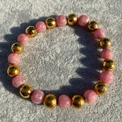 165012  インカローズと14Ｋ　天然石ブレスレット