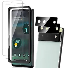 【数量限定】全面保護 用のカメラフィルム（2枚）極薄タイプ ガイド枠付 高透過率 6A 高硬度 Pixel さらさら手触り 飛散防止 Google 気泡指紋防止 ピクセル ガラスフィルム（2枚）+ 6a 用の 用の フィルム 貼り付け簡単 6a 自動吸着 Pi