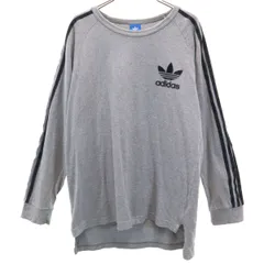 adidas Originals アディダスオリジナルス トレフォイルロゴ 長袖 Tシャツ グレー ロンT メンズ 古着