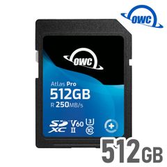 プロ仕様の高速転送SDカード【512GB】OWC Atlas Pro SD｜SDXC UHS-II V60｜最大速度 書き込み：130MB/S・読み出し：250MB/S｜防水・防塵・耐衝撃｜国内正規品・3年保証｜OWCSDV60P0512
