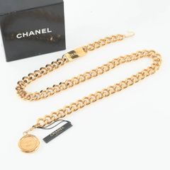 CHANEL　シャネル　ヴィンテージ　チェーンベルト　ゴールド　ココマーク　ロゴ入り　CCロゴ　チェーン　ベルト　コイン　アクセサリー　レディース