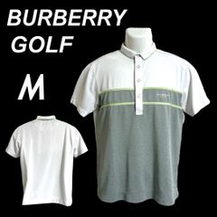 BURBERRY GOLF バーバリーゴルフ メンズ 半袖ポロシャツ M ゴルフウェア 刺繍ロゴ BFV56-241-03 三陽商会 ホワイト×グレー系 マルチカラー (E026)★