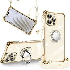 iPhone 16 Pro Max ケース MagSafe対応 マグセーフ ワイヤレス充電 リング付き スタンド機能 ストラップ付き 調節可能な ショルダー マグネット搭載 TPU シリコン ストラップホール付き アイフォン 16 プロ マックス カバー  0