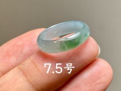 L12-197 氷糯種 薄青灰青緑 7.5号 天然グアテマラ産 A貨 本翡翠 くりぬき リング