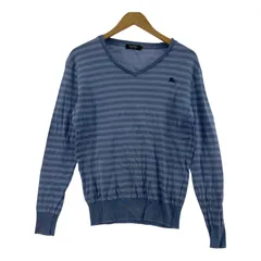 BURBERRY BLACK LABEL バーバリーブラックレーベル Vネック ボーダー 長袖 ニットカットソー size2/ブルー