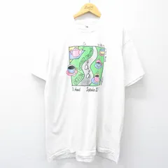 XL/古着 フルーツオブザルーム 半袖 ビンテージ Tシャツ メンズ 90s RUN TEA 企業広告 大きいサイズ コットン クルーネック 白 ホワイト 25