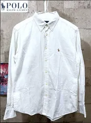 レディース 正規 ラルフローレン SLIM FIT 長袖 オックスフォード ボタンダウン シャツ 白 9 ホワイト ワンポイント RALPH LAUREN