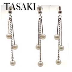 美品 TASAKI タサキ 田崎 ピアスK14WG アコヤパール ブルー 7mm